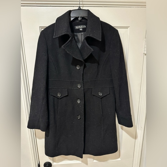 Giacca a gallery company women black wool blend button down pea coat - Picture 5 of 14